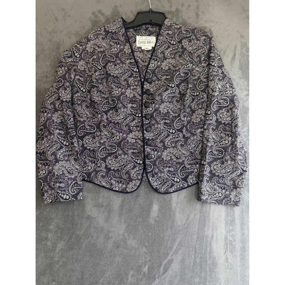 VTG Paisley Blazer White Petite 14 Tailored